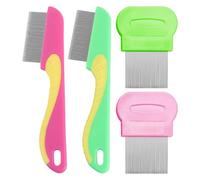 Peigne À Poux 4 Pièces, Peigne À Dents Fines En Acier Inoxydable, Peigne Anti-Puces Pour Animaux De Compagnie, Fournitures Pour Animaux De Compagnie