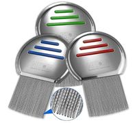 Peigne à poux - Lot de 3 peignes à poux en acier inoxydable pour éliminer les œufs avec pointes arrondies pour plus de confort