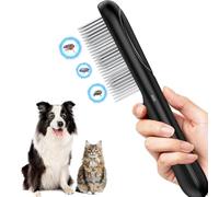 Peigne à puces pour chiens et chats à poils longs - 3 rangées de dents en acier inoxydable avec détection électronique et soin ionique - Peigne de toilettage électrique avec ions négatifs pour chiens