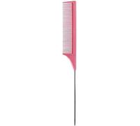 Peigne à queue professionnel en fibre de carbone antistatique en métal avec dents fines Rose