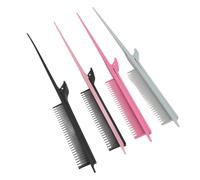 Peigne à Reflets de Queue de Rat 4 Couleurs, Peigne de Coiffure avec Pince à Cheveux, Peigne de Coiffeur, Pince de Séparation pour Permanente, Conçu pour les Salons de Coiffure