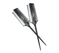 Peigne à Teinture Capillaire Noir, Double Face, Lot de 2 | Plastique Léger, Embout Queue pour Séparations Nettes, Usage Salon et École, Application Contrôlée