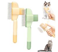 Peigne anti-puces pour animaux de compagnie avec bouton de déverrouillage, brosse de toilettage pour chiens et chats, brosses auto-nettoyantes pour chatons, chiots et animaux de compagnie (orange +