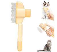 Peigne anti-puces pour animaux de compagnie avec bouton de déverrouillage, brosse de toilettage pour chiens et chats, brosses auto-nettoyantes pour chatons, chiots et animaux de compagnie (orange +