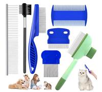 Peigne Anti Puces pour Chat et Chien, 7 Pièces Peignes anti-puces auto-nettoyants, Peigne à Poux pour Chats et Chiens, Peigne à Puces Double Face à Poux, Brosse anti Puce Chien