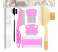 Peigne Anti Puces pour Chat et Chien, 7 Pièces Peignes anti-puces auto-nettoyants, Peigne à Poux pour Chats et Chiens, Peigne à Puces Double Face à Poux, Brosse anti Puce Chien