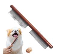 Peigne anti-puces pour chat, Peigne anti-puces pour chien, Peigne d'élimination des pellicules pour chatons en acier inoxydable, Peigne à poux avec poignée en bois pour enlever les pellicules à