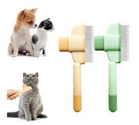 Peigne anti-puces pour chats | 2 peignes autonettoyants pour chats et chiens | Brosse autonettoyante pour animaux à poils longs et courts | Brosse pour chat avec bouton de déverrouillage