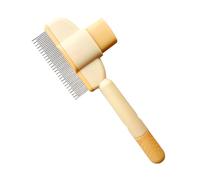 Peigne anti-puces pour poils d'animaux | Peigne d'épilation d'animaux avec bouton de déverrouillage | Auto-nettoyant avec dents longues et courtes en acier inoxydable pour la perte de cheveux, confort