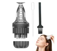Peigne applicateur de cuir chevelu brosse de massage guide racine bouteille ventouse avec brosse graduée pour sérum d'huiles essentielles (noir)