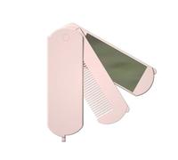 Peigne avec miroir pliable antistatique 2 en 1, 3 pièces, Mini peignes à cheveux de maquillage for voyage pour cheveux et barbe(Pink)