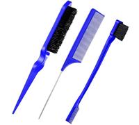 Peigne Baby Hair, 3 Pièces Baby Hair Brush Peigne Contour Brosse Pour Plaquer Les Cheveux Peigne a Queue Cheveux Peigne Lissant Convient Aux Coiffeurs Professionnels, Femmes, Hommes, Enfants（Bleu）