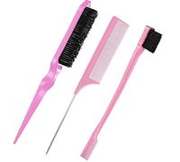 Peigne Baby Hair, 3 Pièces Baby Hair Brush Peigne Contour Brosse Pour Plaquer Les Cheveux Peigne Lissant Convient Aux Coiffeurs Professionnels, Femmes, Hommes, Enfants (Rose)