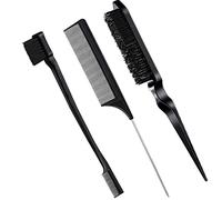 Peigne Baby Hair, 3 Pièces Baby Hair Brush Peigne Contour Brosse Pour Plaquer Les Cheveux Peigne Lissant Convient Aux Coiffeurs Professionnels, Femmes, Hommes, Enfants（Noir）