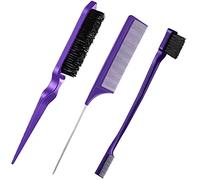 Peigne Baby Hair, 3 Pièces Baby Hair Brush Peigne Contour Brosse Pour Plaquer Les Cheveux, Stabiler Rattenschwanz Kamm für Frauen Babys Kinder Haare (lila)