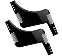 Peigne barbe homme, 2 pièces Beard Shaping Template Tool & Comb, Peigne Sculptant Barbe Taillee Et Entretenue, Barber Tools Pochoir à Barbe,Accessoire de Guide de Rasage pour Contour Barbe