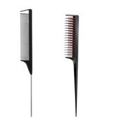 Peigne Barber Ensemble de 2 peignes de coiffure : brosse à crêper, peignes triples, outils for les pointes et les queues, outil for tresses et boucle.(Black)