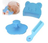 Peigne Bebe 3 Pièces Peigne Bebe Croute De Lait,Brosse a Cheveux Bebe Peigne Croute De Lait Bebe,Brosse Bebe doux avec poils doux en silicone Brosse Bebe Convient aux nouveau-nés et aux Bébés (bleu)