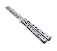 Peigne Butterfly en acier inoxydable, couteau papillon de coiffure pliable, portable pour hommes