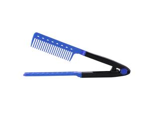 Peigne chauffant - Brosse en fer plat avec design courbe en V, lisseur à cheveux anti-frisottis longue durée pour un lissage élégant | Styler compact à double tension pour