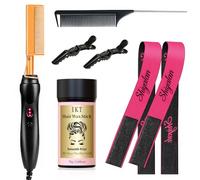 Peigne Chauffant Électrique, Fer à Lisser pour Cheveux Afro, Peigne Lisseur Professionnel (7, unité, 7)