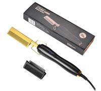 Peigne chauffant électrique : lisseur pour perruque/cheveux afro épais/barbe, 3 niveaux de température, portable anti-brûlure