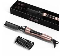 Peigne Chauffant pour Perruques, Peigne à Lisser, fer à Lisser pour Cheveux Afro et Barbe, Température Réglable, Double Tension, Arrêt Automatique