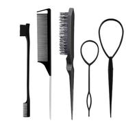 Peigne Cheveux 3-10pcs Hair Styling Comb Set Teasing Brush Triple Rat Tail Combs Edge Tools Braid Tool Loop(Blue)