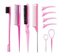 Peigne Cheveux 3-10pcs Hair Styling Comb Set Teasing Brush Triple Rat Tail Combs Edge Tools Braid Tool Loop(Black)