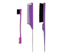 Peigne Cheveux 3-10pcs Hair Styling Comb Set Teasing Brush Triple Rat Tail Combs Edge Tools Braid Tool Loop(Red)