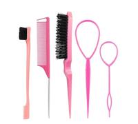 Peigne Cheveux 3-10pcs Hair Styling Comb Set Teasing Brush Triple Rat Tail Combs Edge Tools Braid Tool Loop(Beige)