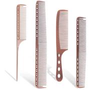 Peigne Cheveux 4PC Professional Hair Combs Barber Hair Cutting Brush Anti-static Pro Salon Hairdressing Hair Care Styling Tools(Coppery)