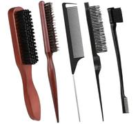 Peigne Cheveux 5pcs Hair Brush Set With Edge Control Slick Back, Teasing Smoothing Combs For Men And Women