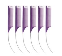 Peigne Cheveux Lot de 6 peignes à queue pointue et incurvée couleur bonbon, parfaits for coiffer les perruques, réaliser des séparations, tresses, colorations mèches(Purple-6PCS)