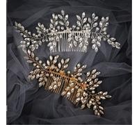 Peigne Cheveux Peigne à cheveux de mariage bandeau de mariée or accessoire de cheveux fleur mariée mariage bandeau dames Accessoires Cheveux Femme(Blue,Silver)