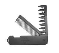 Peigne Cheveux Peigne pliable Portable poche barbe petite taille en plastique noir moustache cheveux for le toilettage déplacement(Black 2 in 1)