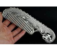 Peigne chinois fait main style tibétain 17 cm en cuivre blanc et argent
