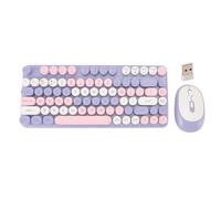 Peigne Clavier et Souris sans Fil coloré, Joli Ensemble Clavier et Souris sans Fil 82 Touches, Clavier et Souris Bluetooth sans Fil 2,4 G pour PC, Ordinateur Portable, Tablette