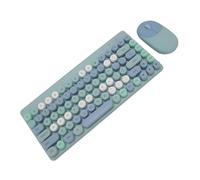 Peigne Clavier et Souris sans Fil Rétro coloré, Ensemble Clavier et Souris sans Fil 86 Touches avec Récepteur USB, Clavier et Souris de Jeu Bluetooth pour PC, Ordinateur Portable