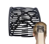 Peigne Clip Elastique Double Peigne Cheveux Vintage Magique Pince à Cheveux Flexible Antidérapant Maintien Sécurisé pour Tresses et Chignons 5cm Noir 1 Pièce