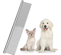 Peigne d’Animaux de Compagnie en Acier Inoxydable - Peigne de Toilettage pour Chiens et Chats avec Dents Rondes (19 x 3 cm)
