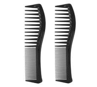 Peigne de barbier 2 pièces, peigne à cheveux démêlant double face avec outil de coiffure à dents larges et fines tout usage pour la coiffure et les soins capillaires (Noire)
