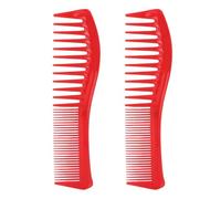 Peigne de barbier 2 pièces, peigne à cheveux démêlant double face avec outil de coiffure à dents larges et fines tout usage pour la coiffure et les soins capillaires (Rouge)