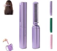 Peigne de coiffure en céramique, peignes de coiffure dernier cri, cheveux lisses et sans frisottis, à tout moment et en tout lieu, 3 températures réglables, rechargeable(Purple)