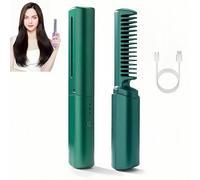 Peigne de coiffure, peigne chauffant antistatique, brosse de coupe et de coiffage, brosse lissante chauffante, élimine les nœuds et les nœuds, tenue longue durée pour tous types de cheveux (vert)