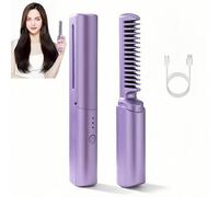 Peigne de coiffure, peigne chauffant antistatique, brosse de coupe et de coiffage, brosse lissante chauffante, élimine les nœuds et les nœuds, tenue longue durée pour tous types de cheveux (violet)