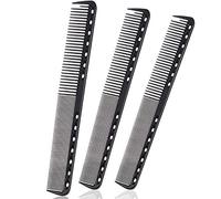 Peigne de coupe fine en carbone pour salon de coiffure, peigne de coiffure résistant à la chaleur (3 pièces, noir)