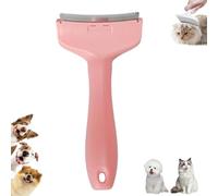 Peigne de démêlage des dents en V, outil professionnel d'épilation des poils d'animaux de compagnie, dents serrées en V de 1,1 mm avec poignée ergonomique, lame incurvée (rose, S)