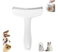 Peigne de démêlage des dents en V, outil professionnel d'épilation des poils d'animaux, dents serrées en V de 1,1 mm avec poignée ergonomique, lame incurvée (blanc, L)