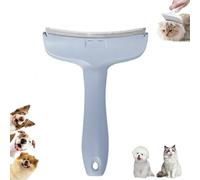 Peigne de démêlage des dents en V, outil professionnel d'épilation des poils d'animaux, dents serrées en V de 1,1 mm avec poignée ergonomique, lame incurvée (bleu, L)